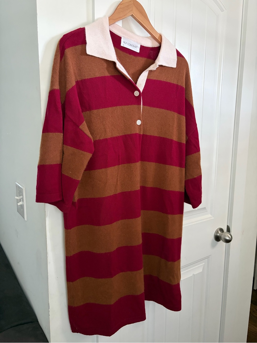 Self Contrast Medium Cashmere Striped Dress